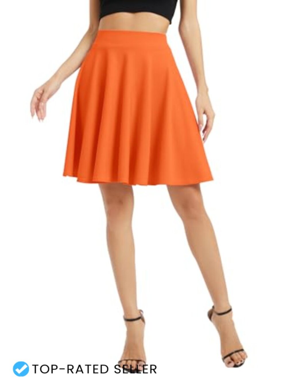 Women's Stretchy Flared Mini Skater Skirt A-Line Pleated Lightweight